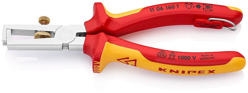 Клещи с накатанной головкой и контргайкой для удаления изоляции электроизолированные KNIPEX 11 06 160T KN-1106160T фото 1 — Фирменный магазин Knipex в России