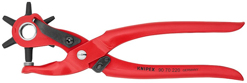 KN-9070220SB Клещи просечные с револьверной головкой с красным порошковым покрытием 220 mm фото 1 — Фирменный магазин Knipex в России