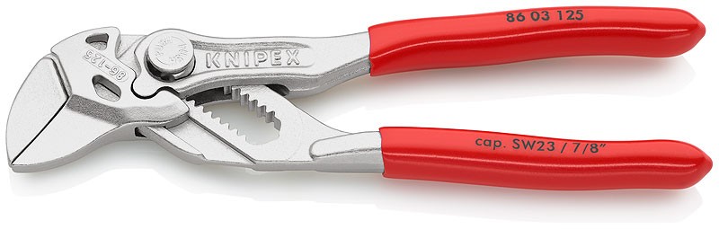 KN-8603125SB Миниатюрный цанговый ключ -  переставные клещи KNIPEX,  хромированные, 125 mm фото 1 — Фирменный магазин Knipex в России