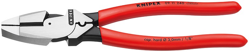 Клещи с токоведущим кабелем "Lineman’s Pliers", 240 мм, KNIPEX 09 11 240 KN-0911240 фото 1 — Фирменный магазин Knipex в России