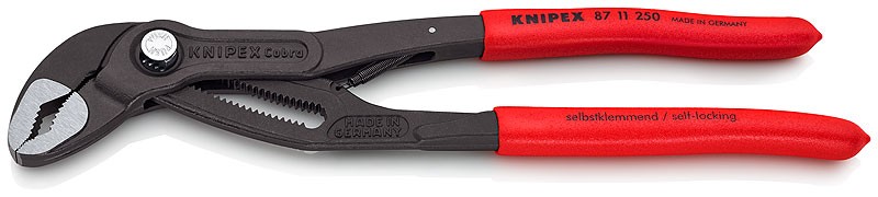 Клещи переставные KNIPEX 87 11 250SB с автозажимной пружиной "Cobra..matic", серые, обливные рукоятки, с подвесом, KN-8711250SB фото 1 — Фирменный магазин Knipex в России