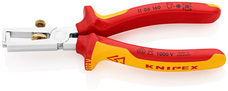 Клещи с накатанной головкой и контргайкой для удаления изоляции электроизолированные KNIPEX 11 06 160 KN-1106160 фото 1 — Фирменный магазин Knipex в России