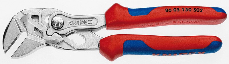 Клещи переставные-гаечный ключ KNIPEX KN-86 05 150 S02, 27мм (1"), L-150мм, губки с насечками, Cr-V, хромированные, 2-к рукоятки, KN-8605150S02 фото 1 — Фирменный магазин Knipex в России