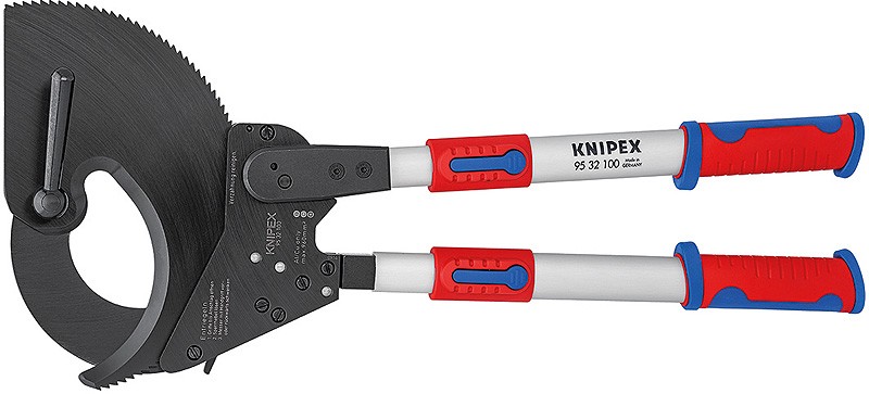 Резак для кабелей (по принципу трещотки) с выдвижными рукоятками KNIPEX 95 32 100 KN-9532100 фото 1 — Фирменный магазин Knipex в России