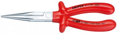 Круглогубцы с плоскими губками с режущими кромками, 200 мм, KNIPEX 26 17 200 KN-2617200 — Фирменный магазин Knipex в России