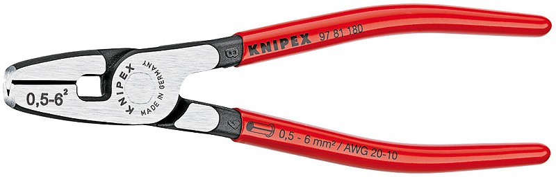 Инструмент для обжима концевых гильз с торцевой установкой KNIPEX 97 81 180 KN-9781180 фото 1 — Фирменный магазин Knipex в России